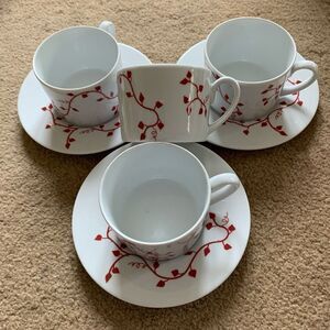 Bridget Dobson Climbing Creeper Set of 4 Cups & 3 Saucers **NEW**